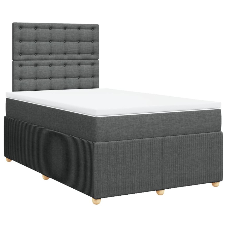 Cama box spring con colchón tela gris oscuro 120x200