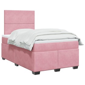 Cama box spring con colchón terciopelo rosa 120x200