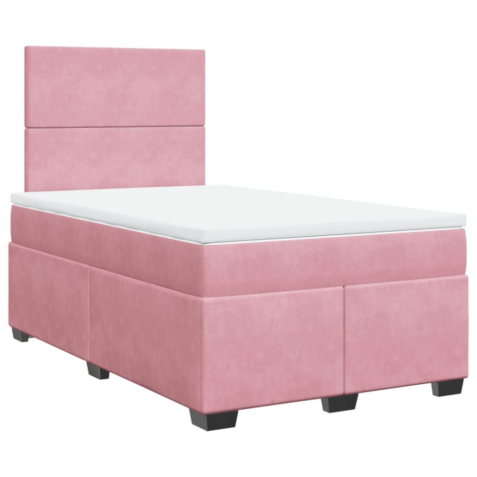 Cama box spring con colchón terciopelo rosa 120x200