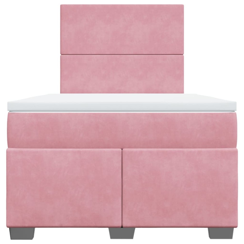 Cama box spring con colchón terciopelo rosa 120x200