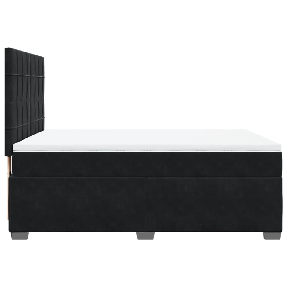 Cama box spring con colchón terciopelo negro 140x200
