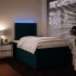 Cama box spring con colchón terciopelo azul 120x190