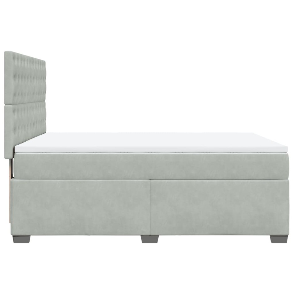 Cama box spring con colchón terciopelo gris claro 140x190