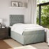 Cama box spring con colchón terciopelo gris claro 120x200