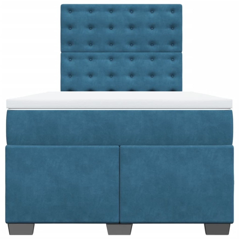 Cama box spring con colchón terciopelo azul 120x190