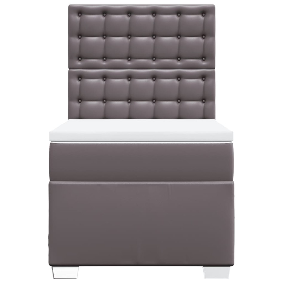 Cama box spring con colchón cuero sintético gris 80x200