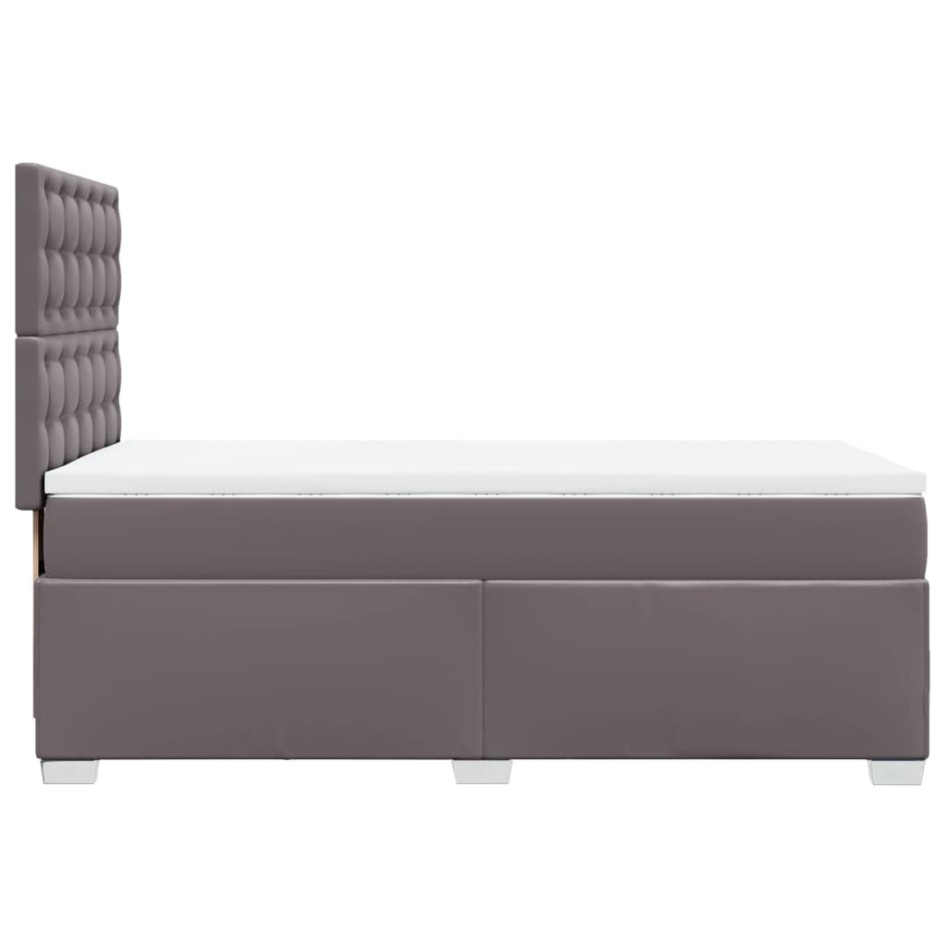 Cama box spring con colchón cuero sintético gris 80x200