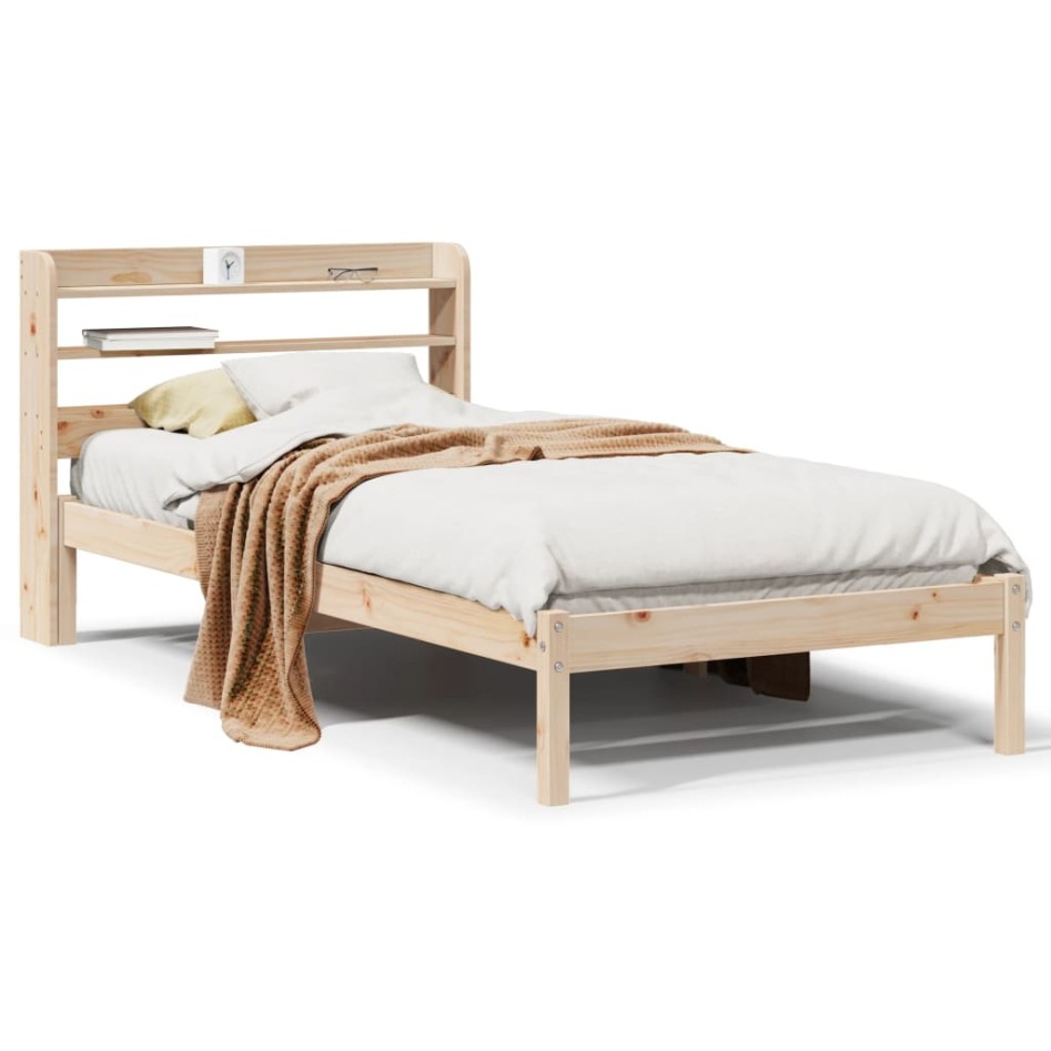 Estructura de cama sin colchón madera maciza de pino 100x200