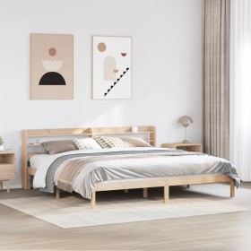 Estructura de cama sin colchón madera maciza de pino 200x200