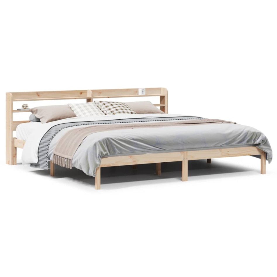 Estructura de cama sin colchón madera maciza de pino 200x200