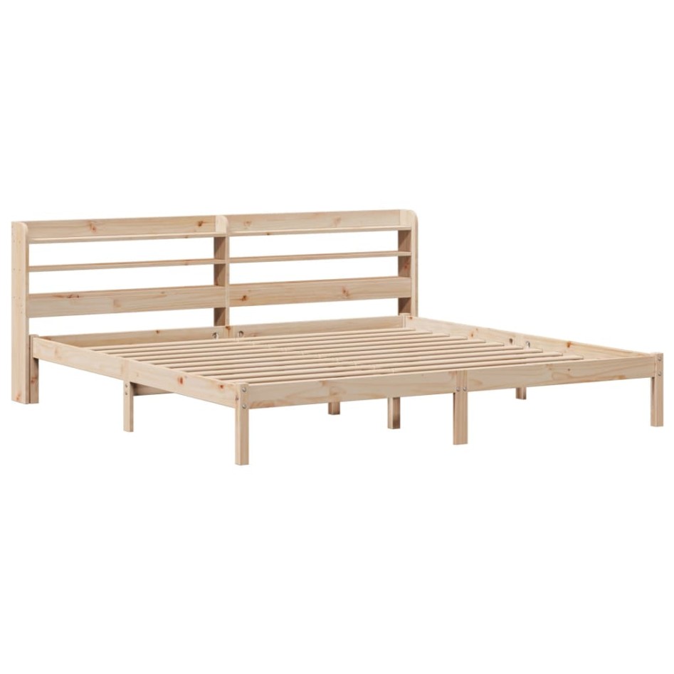 Estructura de cama sin colchón madera maciza de pino 200x200