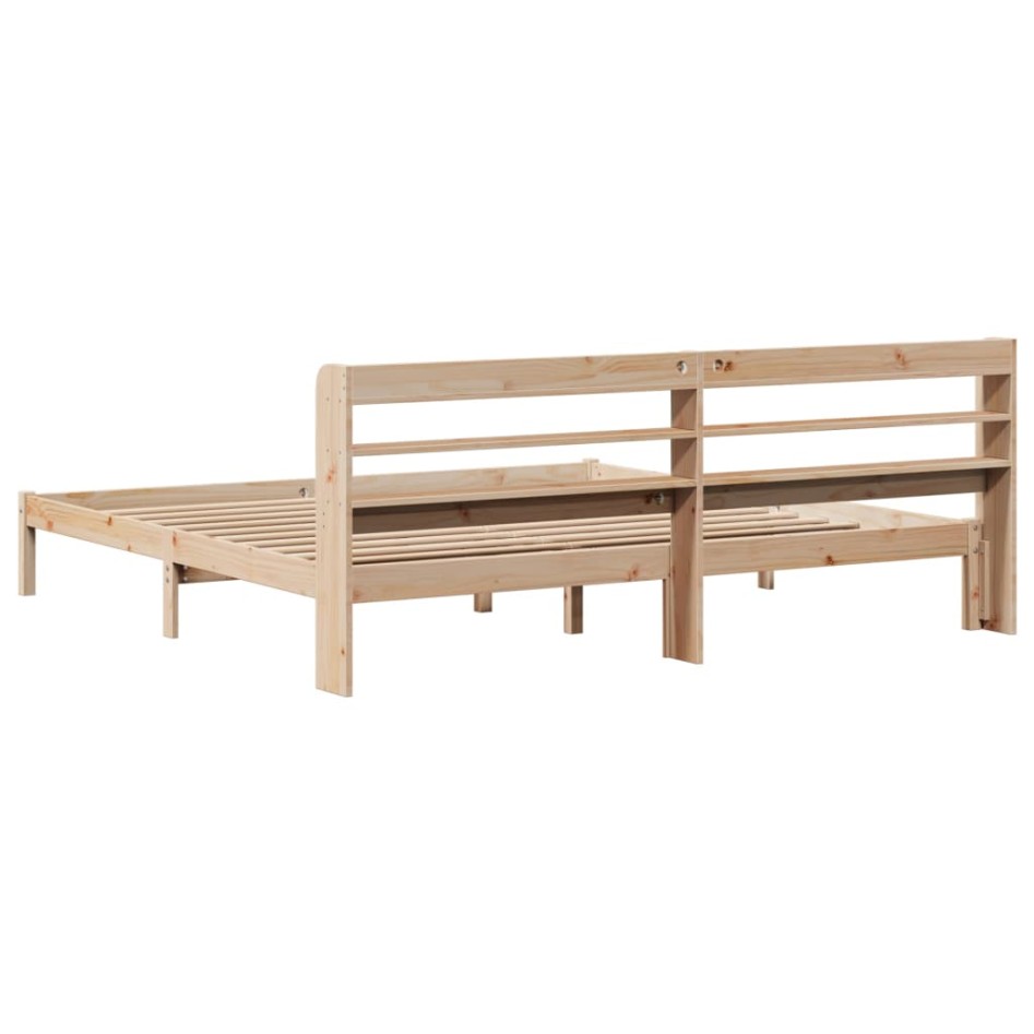 Estructura de cama sin colchón madera maciza de pino 200x200