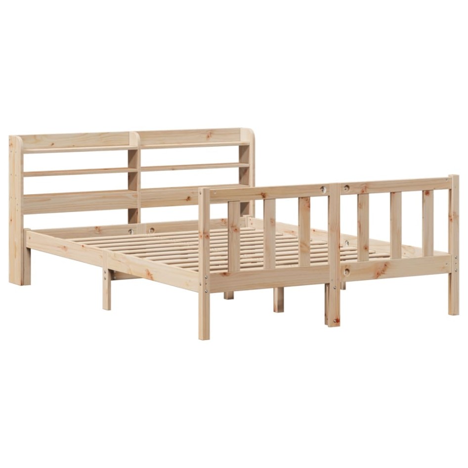 Estructura de cama sin colchón madera de pino blanca 140x200