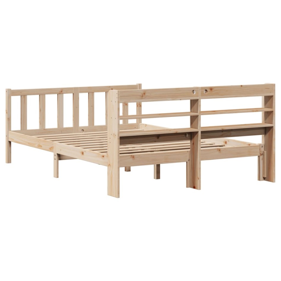 Estructura de cama sin colchón madera de pino blanca 140x200