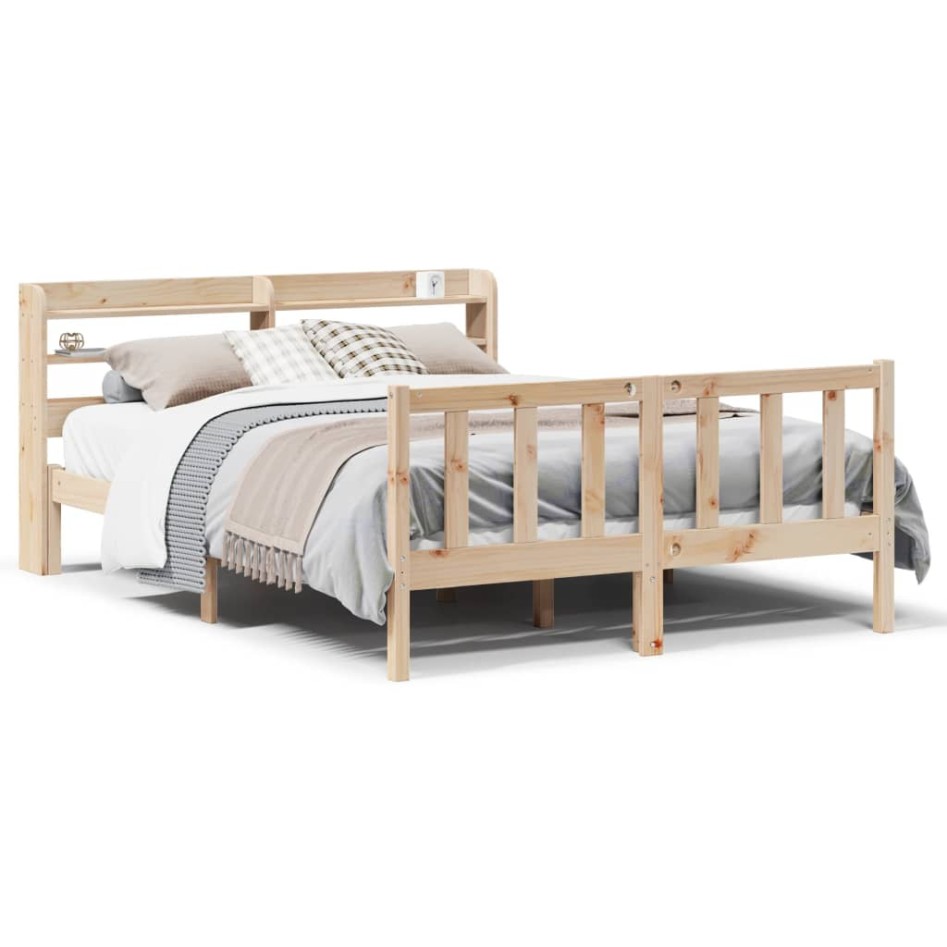Estructura de cama sin colchón madera de pino blanco 150x200
