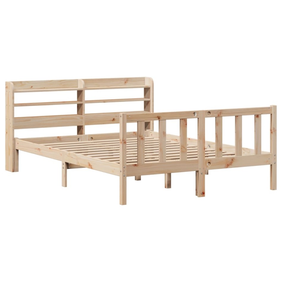 Estructura de cama sin colchón madera de pino blanco 150x200