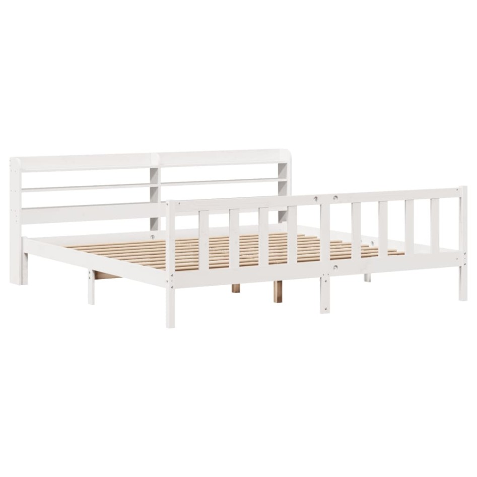 Estructura de cama sin colchón madera maciza blanca 200x200