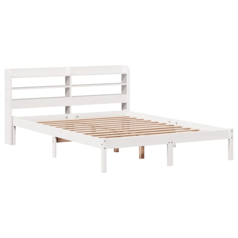 Estructura de cama sin colchón madera de pino blanca 140x200