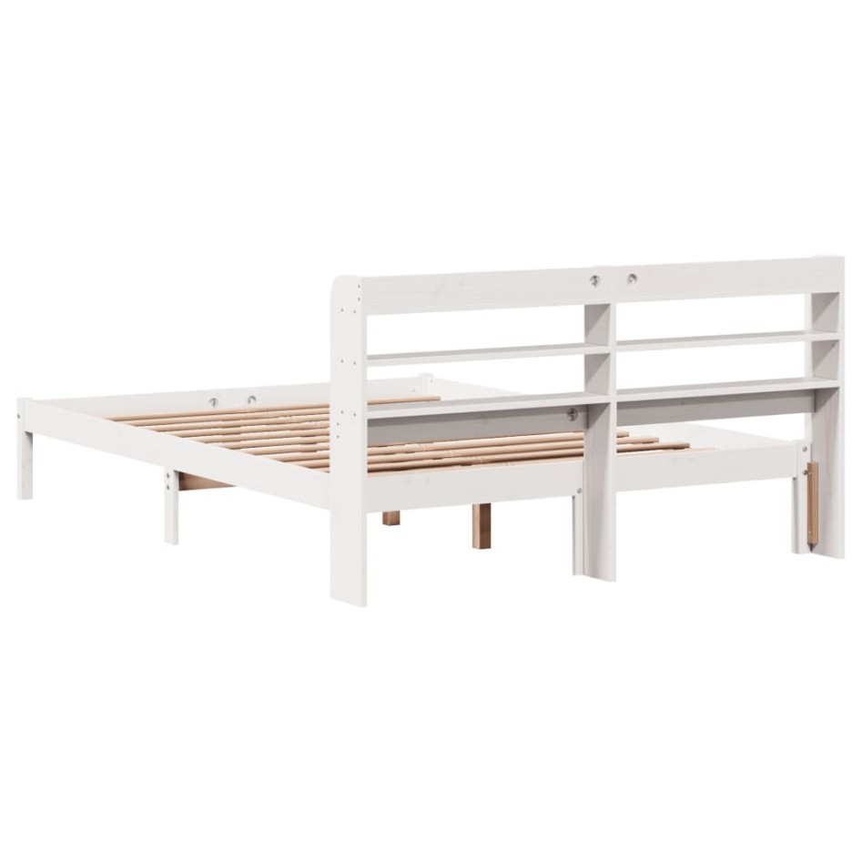 Estructura de cama sin colchón madera de pino blanca 140x200