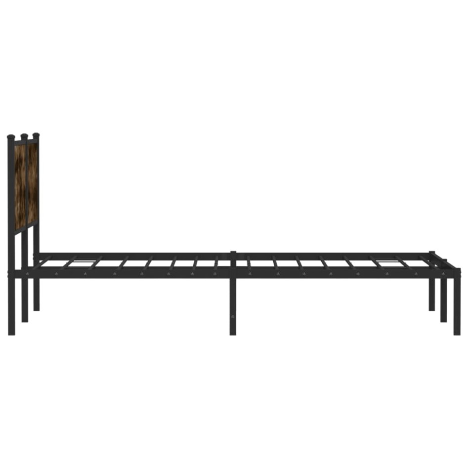 Estructura de cama sin colchón metal roble ahumado 140x200