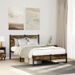 Estructura de cama sin colchón metal roble ahumado 120x190 cm