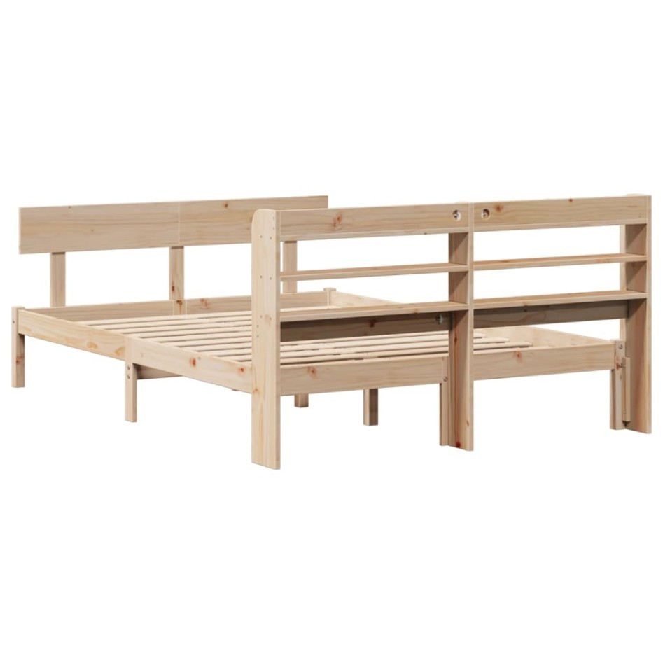 Estructura de cama sin colchón madera de pino blanca 140x200