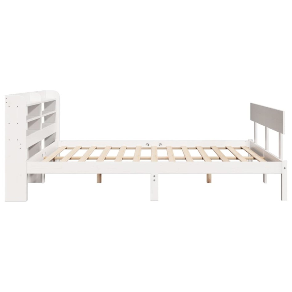Estructura de cama sin colchón madera de pino blanca 140x190