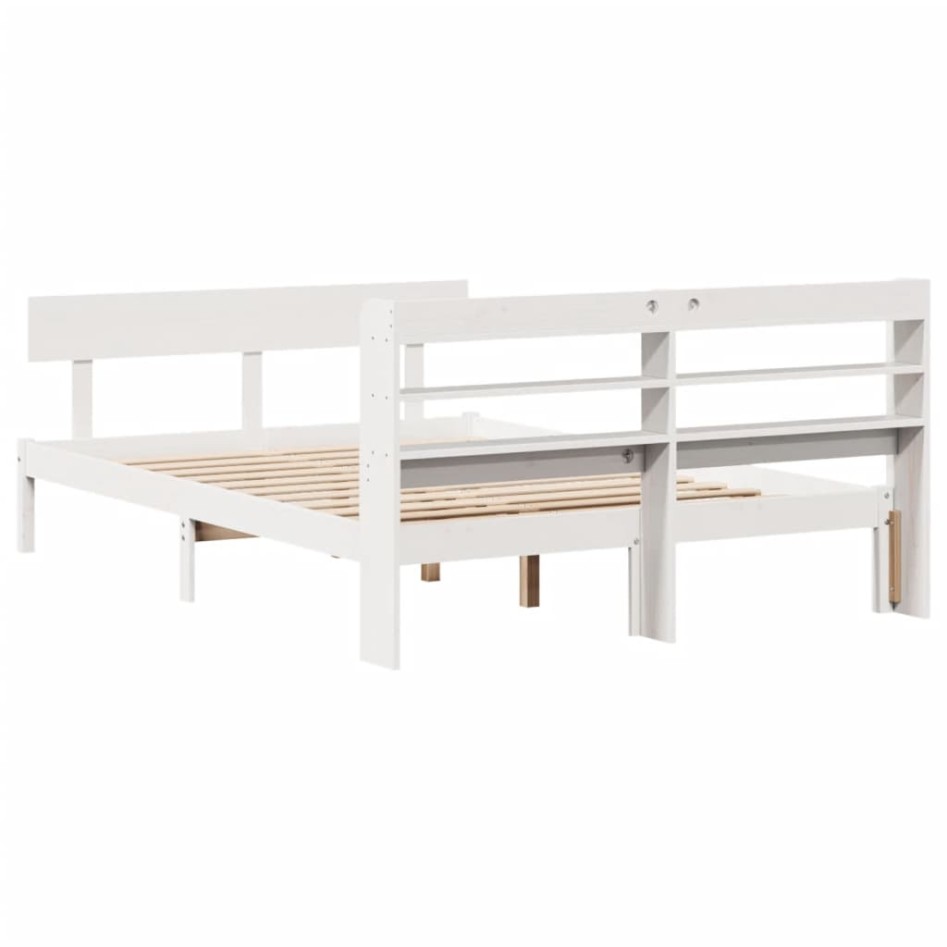 Estructura de cama sin colchón madera de pino blanca 140x190