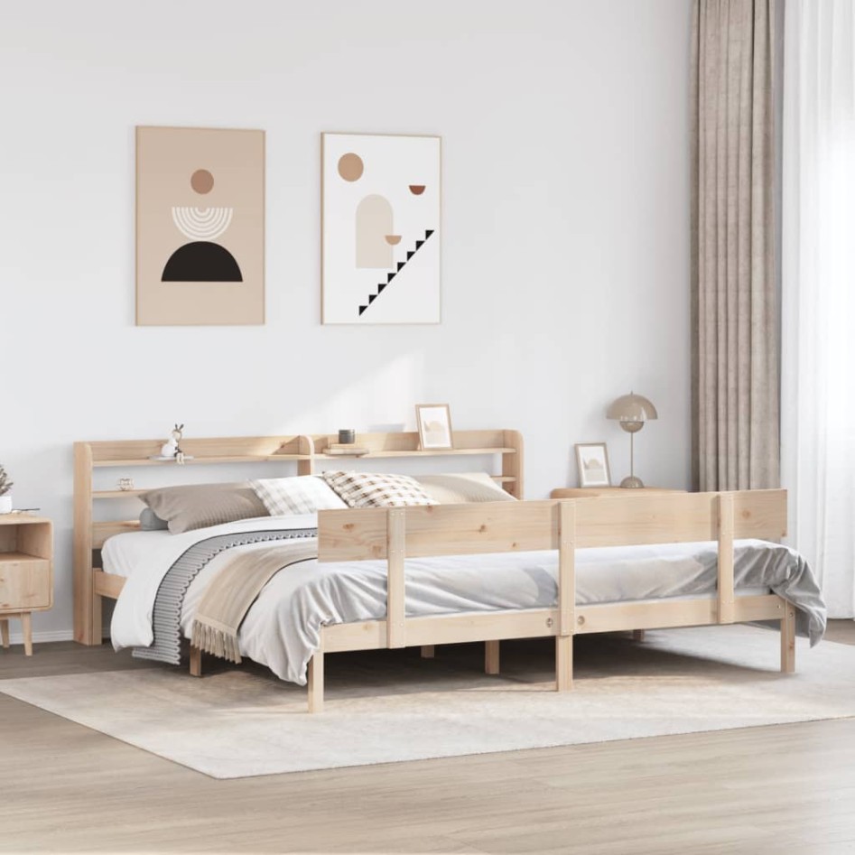 Estructura de cama sin colchón madera maciza de pino 200x200