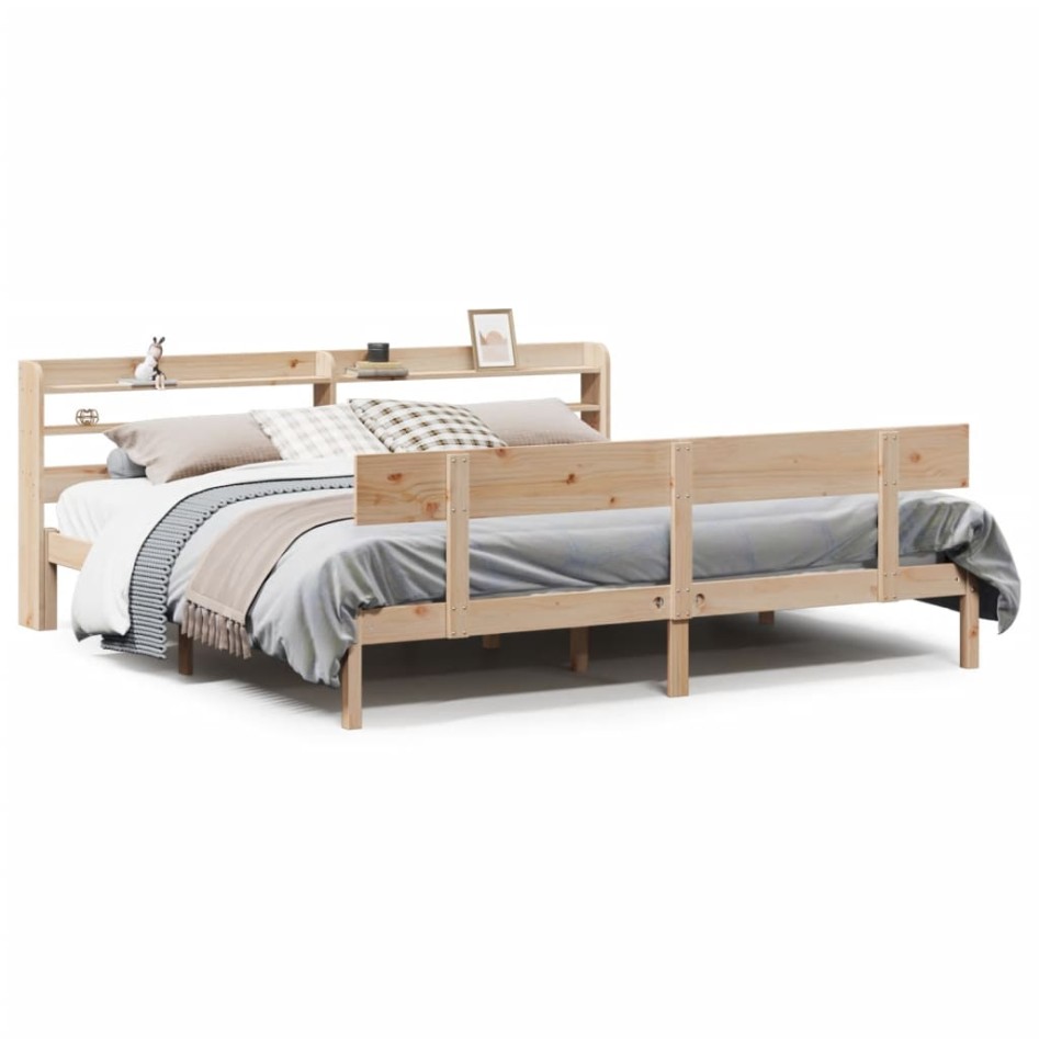 Estructura de cama sin colchón madera maciza de pino 200x200