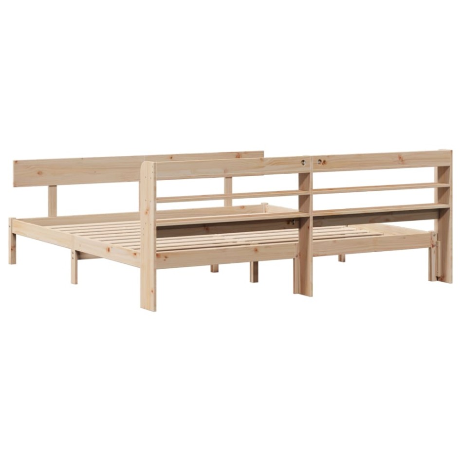 Estructura de cama sin colchón madera maciza de pino 200x200