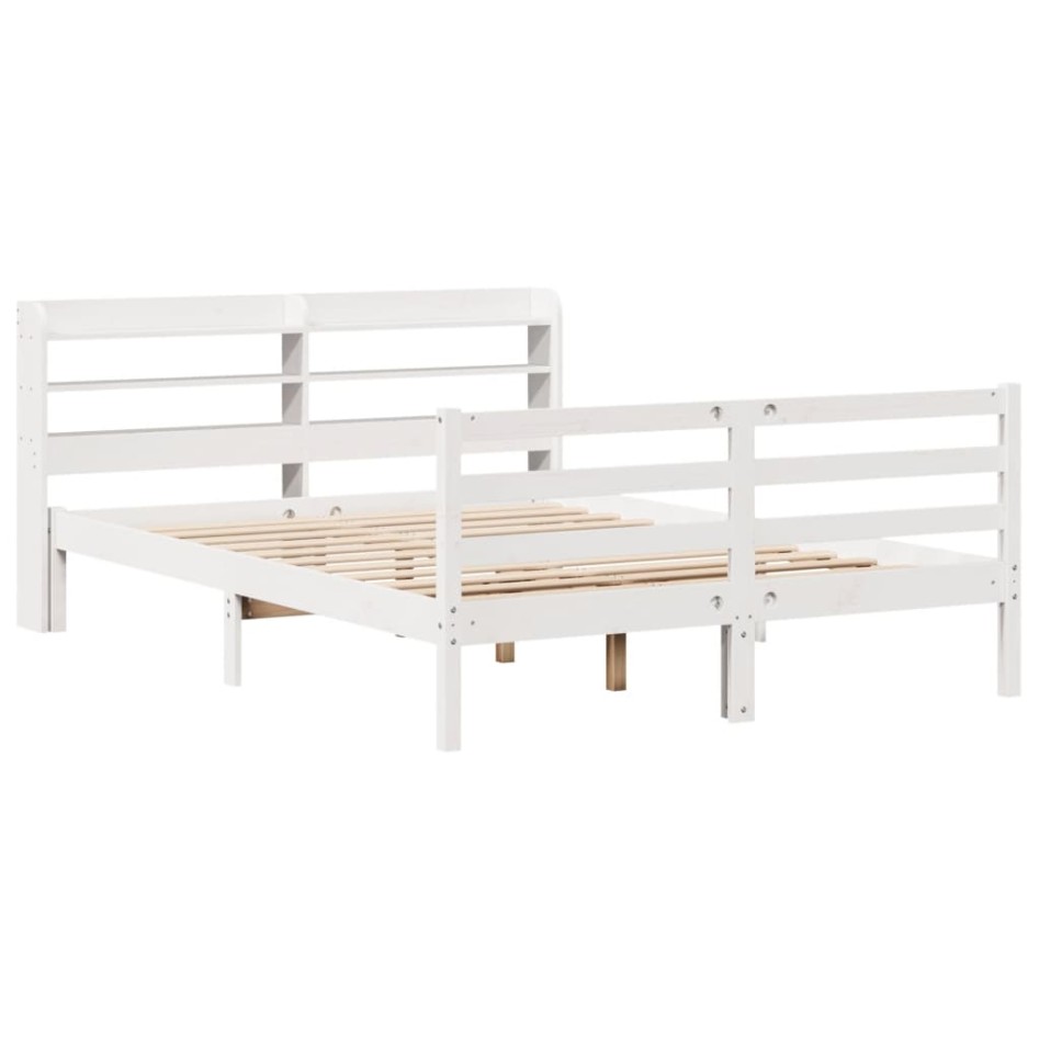 Estructura de cama con cabecero sin colchón blanco 140x190