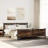 Estructura de cama sin colchón metal roble ahumado 200x200
