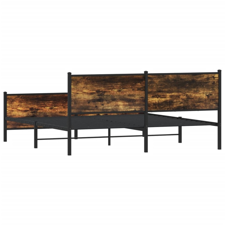 Estructura de cama sin colchón metal roble ahumado 200x200