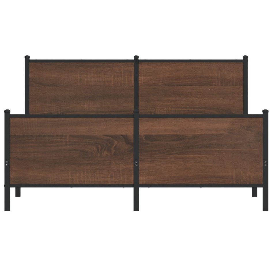 Estructura de cama sin colchón metal marrón roble 160x200