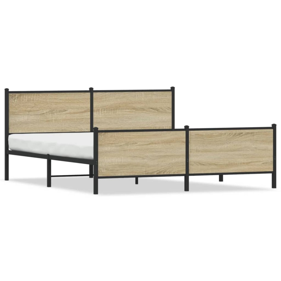 Estructura de cama sin colchón metal roble Sonoma 180x200