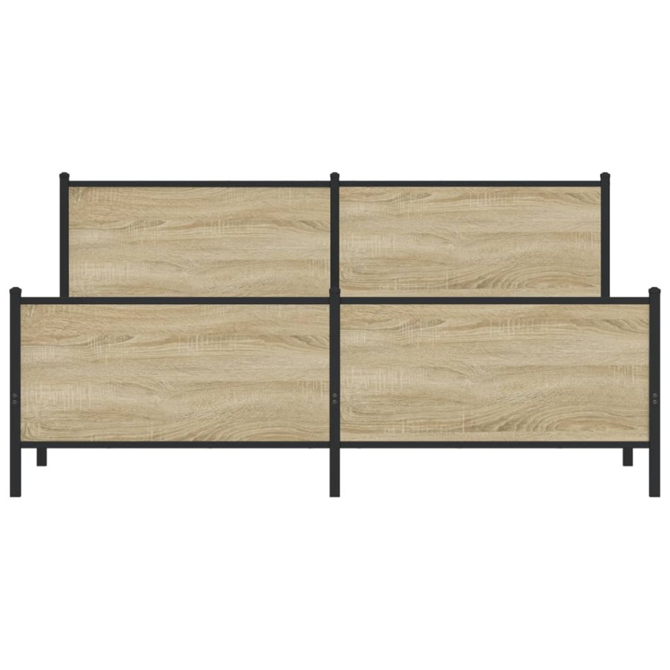 Estructura de cama sin colchón metal roble Sonoma 180x200