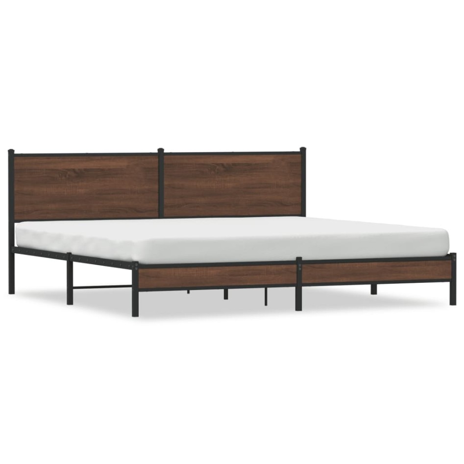 Estructura de cama sin colchón metal roble marrón 200x200