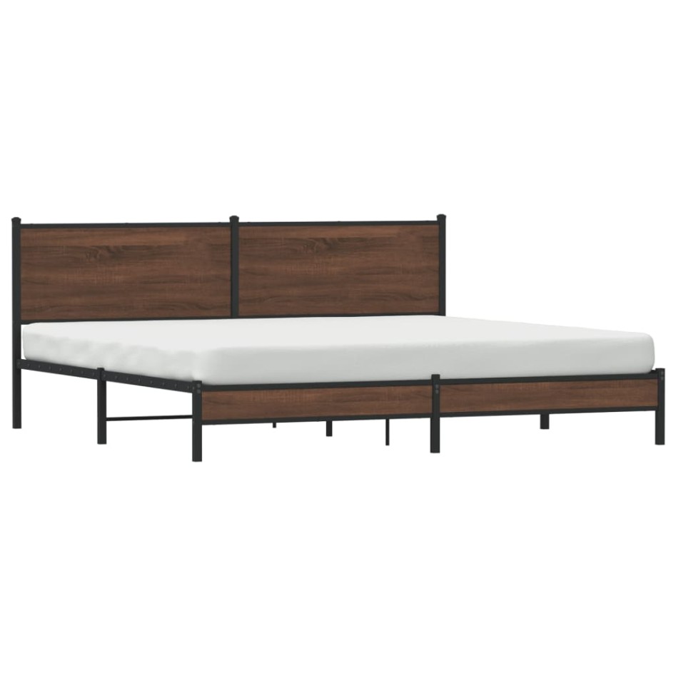 Estructura de cama sin colchón metal roble marrón 200x200
