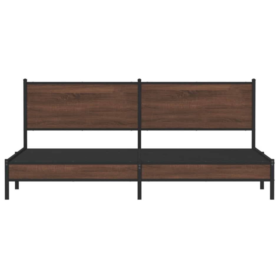 Estructura de cama sin colchón metal roble marrón 200x200