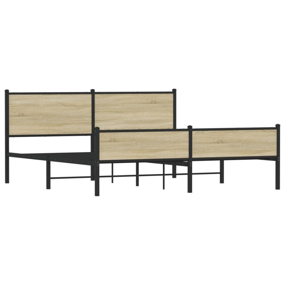 Estructura de cama sin colchón metal roble Sonoma 180x200