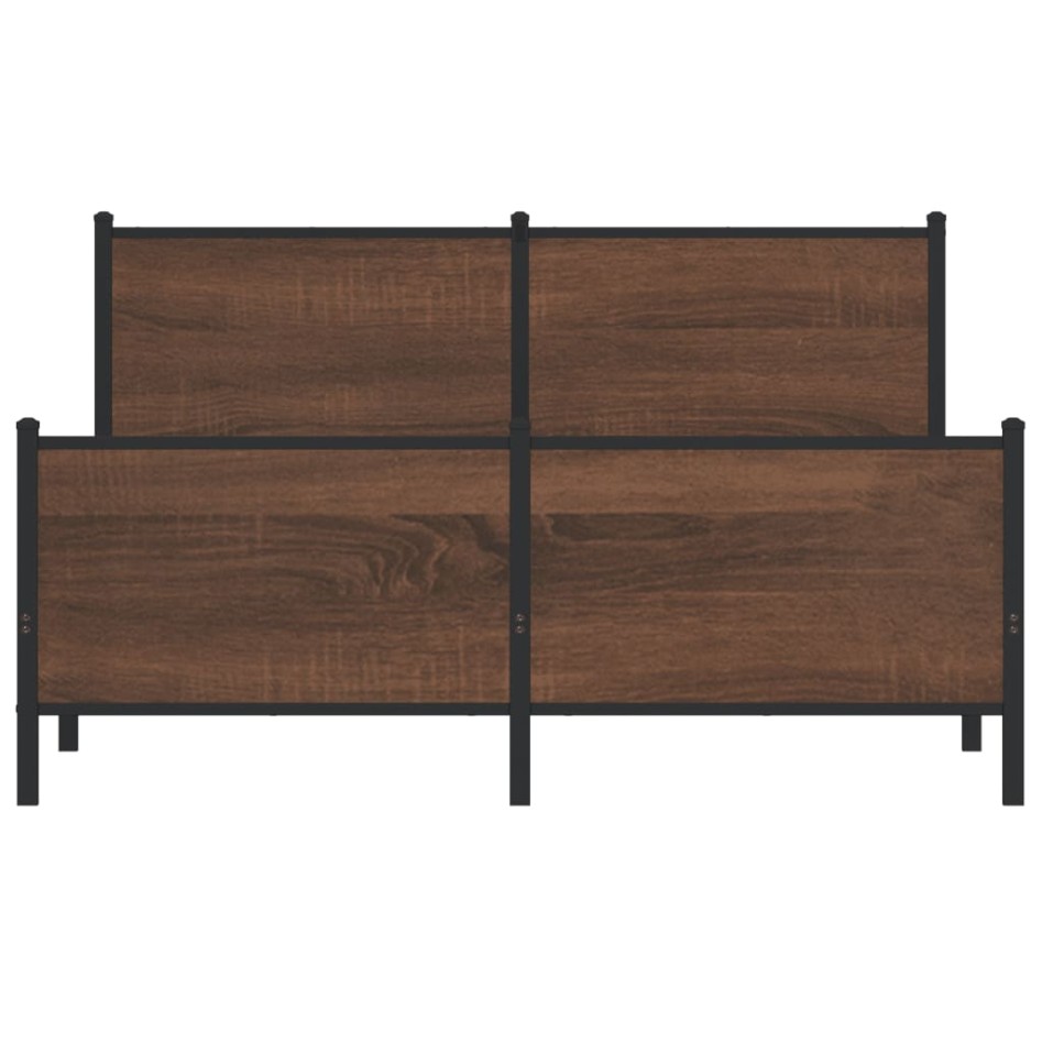 Estructura de cama sin colchón metal marrón roble 140x200