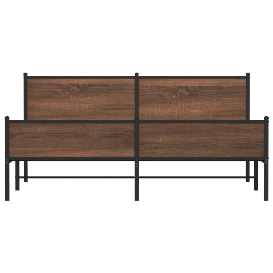 Estructura de cama sin colchón metal roble marrón 180x200