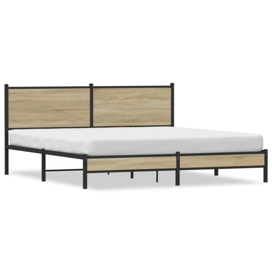 Estructura de cama sin colchón metal roble Sonoma 180x200