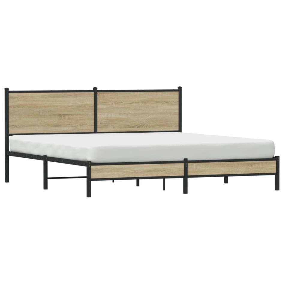 Estructura de cama sin colchón metal roble Sonoma 180x200