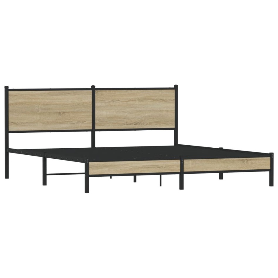 Estructura de cama sin colchón metal roble Sonoma 180x200