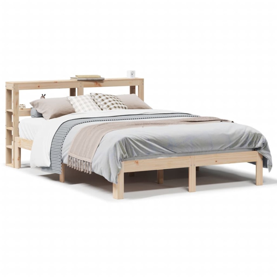 Estructura de cama con cabecero madera maciza pino 120x200