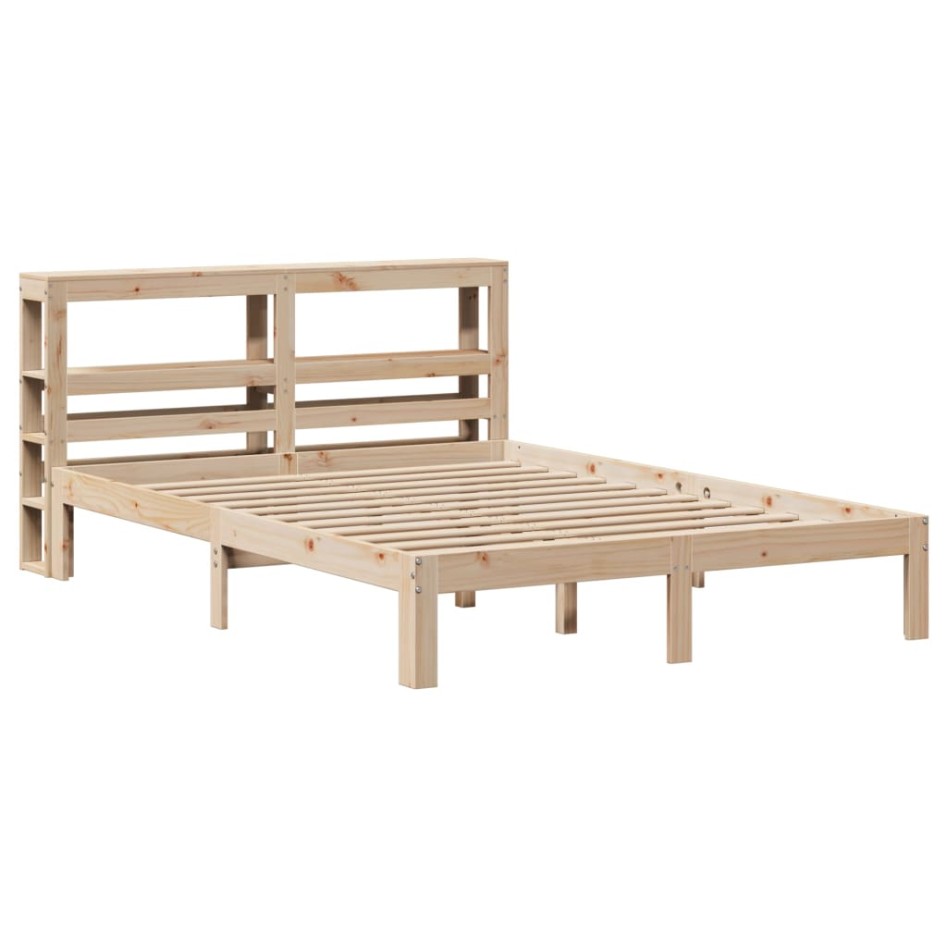 Estructura de cama con cabecero madera maciza pino 120x200