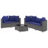Set de muebles de jardín 6 pzas y cojines ratán sintético