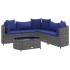 Set de muebles de jardín 6 pzas y cojines ratán sintético